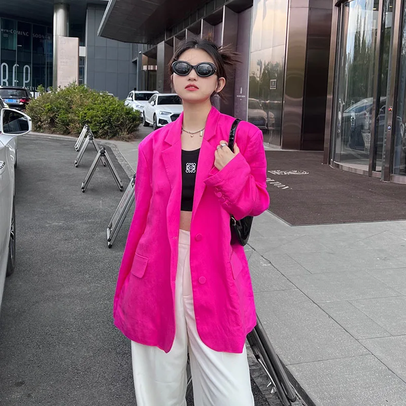 Korean Casual Vintage Women Rose Red Thin Suit Jacket Spring Summer New Casual Office Ladies Blazers Lapel Long Sleeve Outerwear
Korean Casual Vintage Women Rose Red Thin Suit Jacket Spring Summer New Casual Office Ladies Blazers Lapel Long Sleeve Outerwear