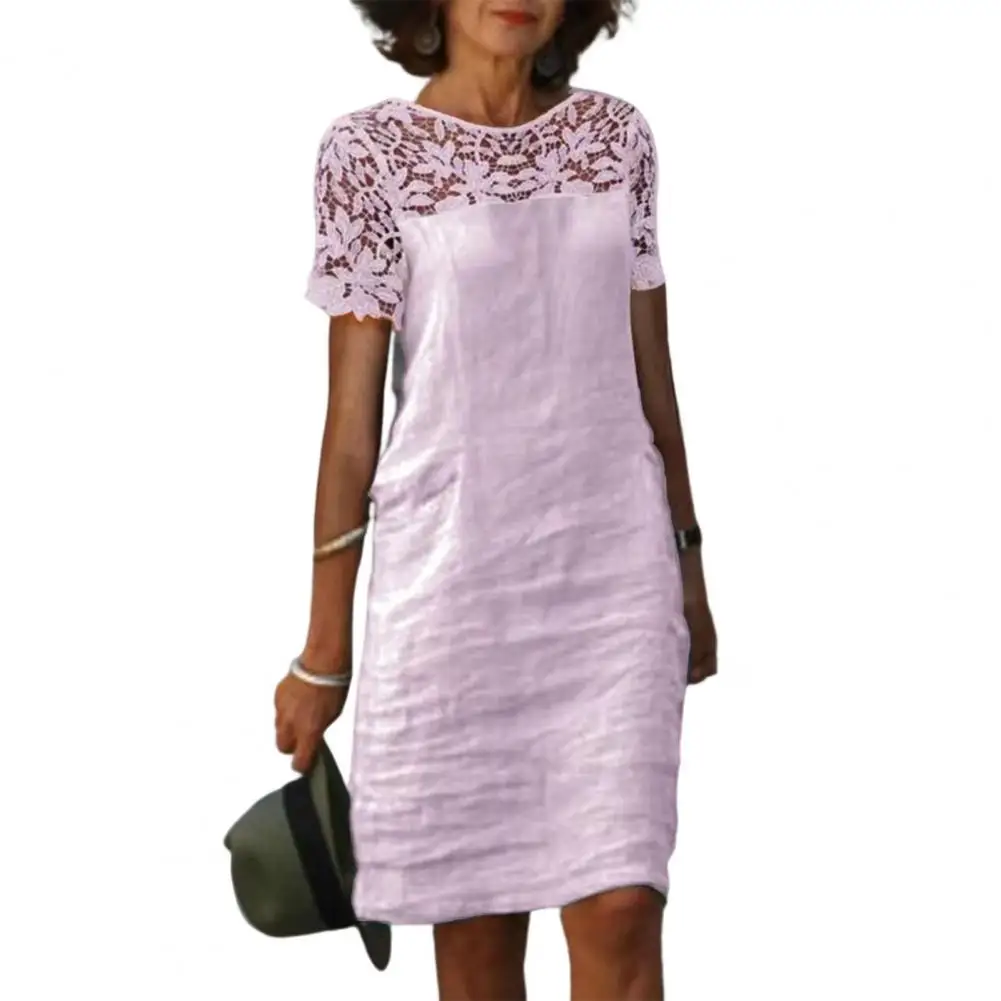 Summer Dress Women 2023 Hollow Out Lace Stitching Short Sleeve Solid Color Loose Flower Round Neck Midi Dress Women Clothes
Summer Dress Women 2023 Hollow Out Lace Stitching Short Sleeve Solid Color Loose Flower Round Neck Midi Dress Women Clothes