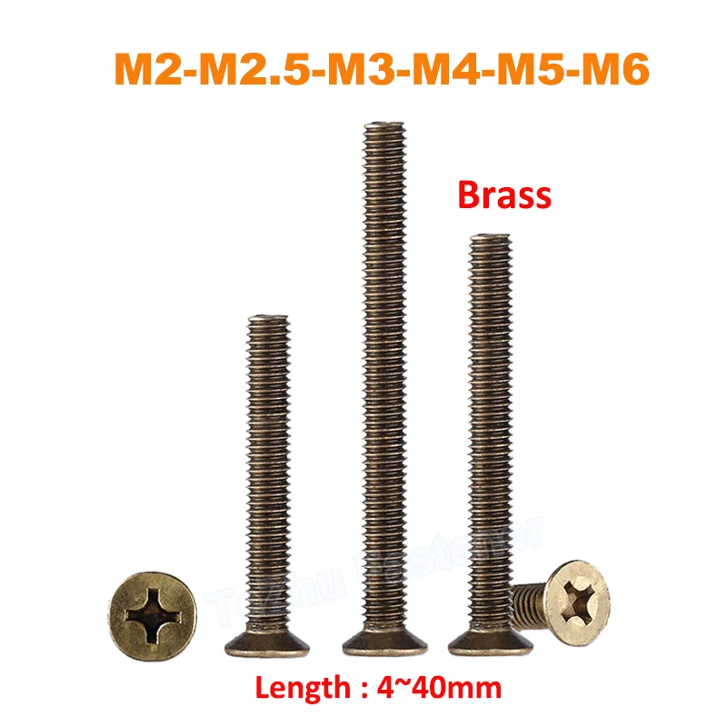 3/5/10/20pcs M2 M2.5 M3 M4 M5 M6 Brass Cross Phillips Flat Countersunk Head Screw Bolts Length 4mm~40mm Copper Machine Screws
3/5/10/20pcs M2 M2.5 M3 M4 M5 M6 Brass Cross Phillips Flat Countersunk Head Screw Bolts Length 4mm~40mm Copper Machine Screws