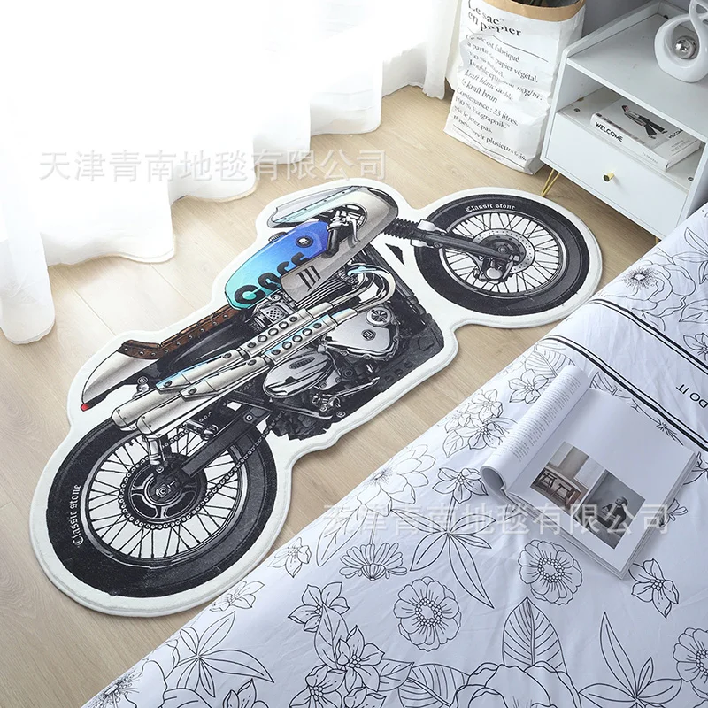 

Anti Slip Motorbike Shaped Area Rug Bed Side Mat Welcome Entrance Doormat Living Room Bedroom Carpet Hallway Bath Floor Mat