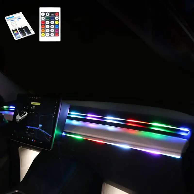

Светодиодные лампы для освещения салона автомобиля внутренние музыкальные световые полосы со звуковой активацией, освещение для создания атмосферы, универсальные аксессуары RGB для окружающего света