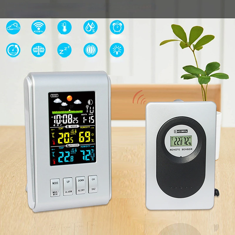 Домашняя Цифровая метеостанция, беспроводной комнатный и Уличный Термометр, измеритель температуры и влажности, гигрометр, термометр 
Домашняя Цифровая метеостанция, беспроводной комнатный и Уличный Термометр, измеритель температуры и влажности, гигрометр, термометр
