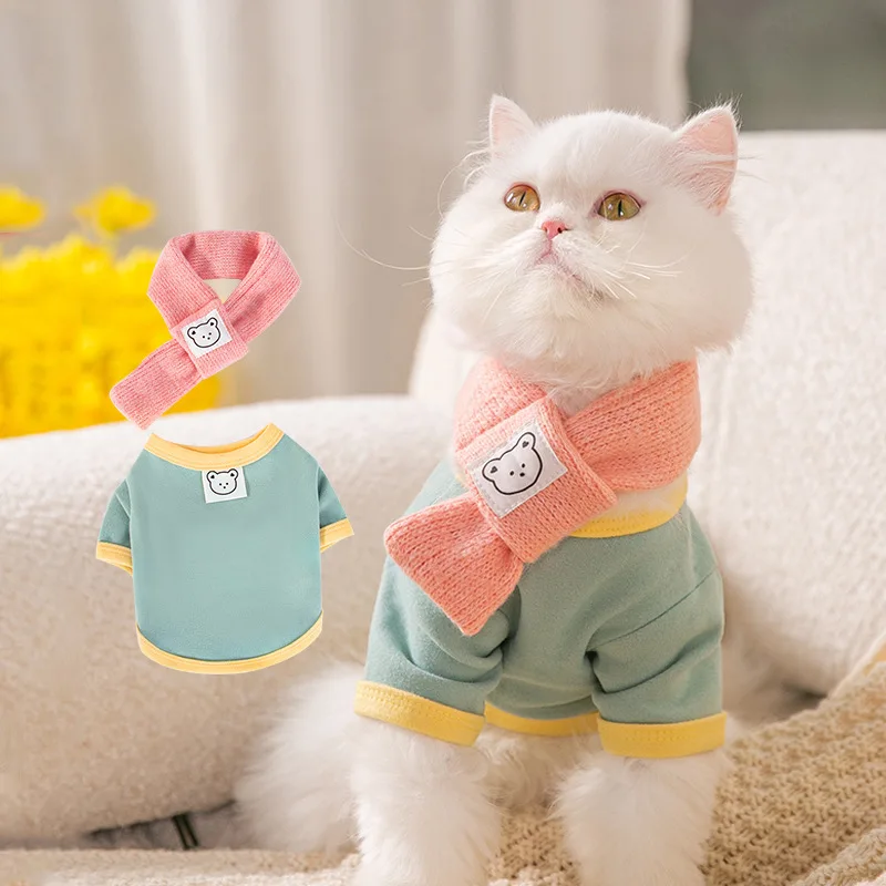 Pet Hoodie Cat Outfit with Scarf Cute Sweatshirt Autumn and Winter Puppy Knitted Sweater Kitty Soft Knitwear Macaron Cat Clothes
Pet Hoodie Cat Outfit with Scarf Cute Sweatshirt Autumn and Winter Puppy Knitted Sweater Kitty Soft Knitwear Macaron Cat Clothes