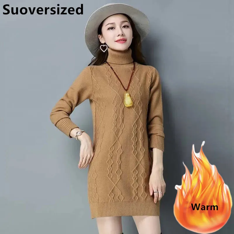 Women's Winter Long Add Velvet Sweaters Warm Turtleneck Long Sleeve Thicken Knitted Pullover Korean Casual Bottoming Ribbed Tops
Women's Winter Long Add Velvet Sweaters Warm Turtleneck Long Sleeve Thicken Knitted Pullover Korean Casual Bottoming Ribbed Tops