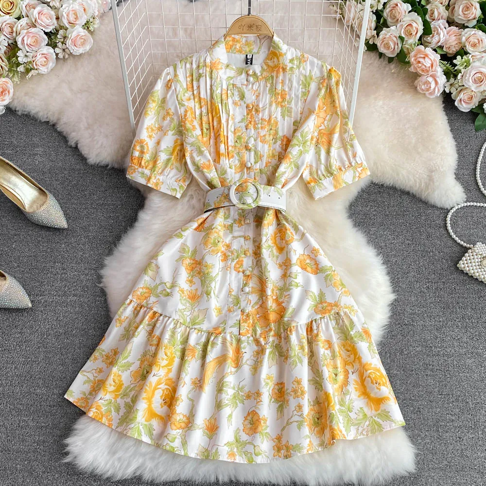 SuperAen Fashion Dress Vintage Korean Style Round Neck Bubble Sleeve Wrinkled Waist Slim Printed A-line Dress
SuperAen Fashion Dress Vintage Korean Style Round Neck Bubble Sleeve Wrinkled Waist Slim Printed A-line Dress