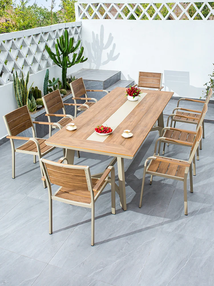 Outdoor garden outdoor leisure dining table chair waterproof sunscreen simple anticorrosive wood plastic wood set
Outdoor garden outdoor leisure dining table chair waterproof sunscreen simple anticorrosive wood plastic wood set