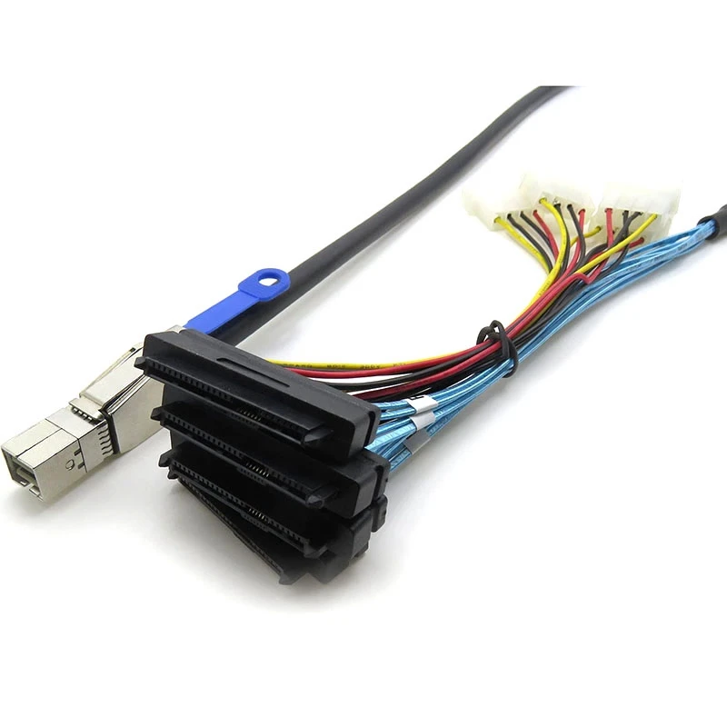

Internal HD Mini SAS SFF-8644 to 4 x SFF-8482 Server External Data Hard Disk Adapter Cable, with SATA Power 2M 6.6FT