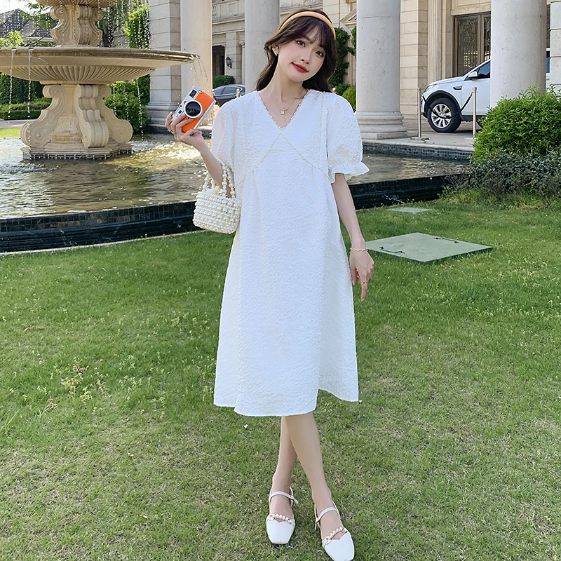 1978# Beading O Neck Summer Korean Fashion Maternity Dress Elegant Chic Ins Slim A Line Clothes for Pregnant Women Pregnancy OL
1978# Beading O Neck Summer Korean Fashion Maternity Dress Elegant Chic Ins Slim A Line Clothes for Pregnant Women Pregnancy OL