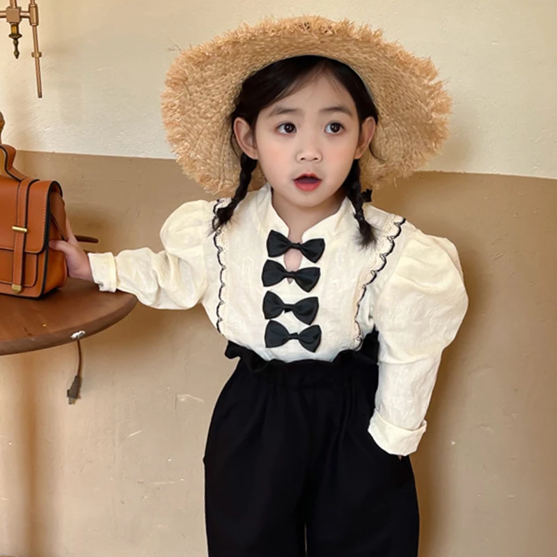 Spring Autumn Girls Blouse Baby Shirt Kids Tops Children Clothes Fashion Bow Patch Ruched Lace Hollow Jacquard Cotton 1-7Y
Spring Autumn Girls Blouse Baby Shirt Kids Tops Children Clothes Fashion Bow Patch Ruched Lace Hollow Jacquard Cotton 1-7Y