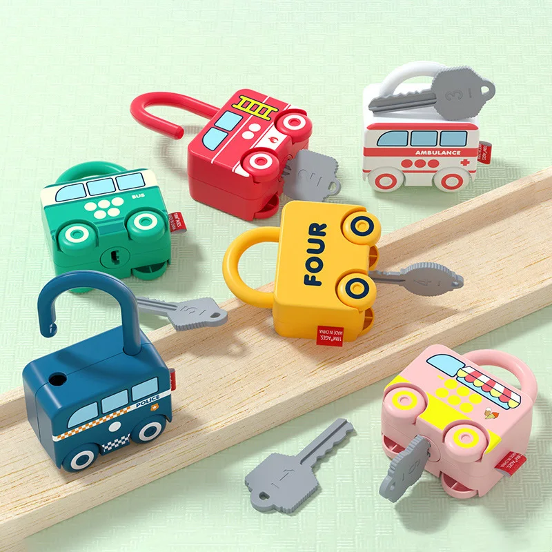 

Children Learning Locks with Keys Numbers Matching Counting Toddlers Sensory Montessori Educational Toys Unlock Car Toys Gifts