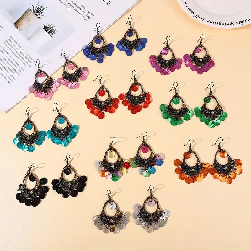 Fashion Earrings For Women Personality Bohemia Retro Metal Hand-woven Color Sequins Girl Pendant Earrings Party Trend New gifts
Fashion Earrings For Women Personality Bohemia Retro Metal Hand-woven Color Sequins Girl Pendant Earrings Party Trend New gifts