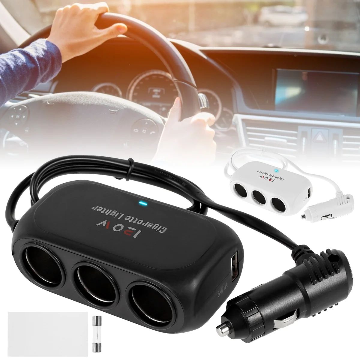 3 Socket Cigarette Lighter Splitter 120W 12V 24V Car Charger Adapter Dual USB LED Car Fast Charger for iPhone iPad GPS Dashcam
3 Socket Cigarette Lighter Splitter 120W 12V 24V Car Charger Adapter Dual USB LED Car Fast Charger for iPhone iPad GPS Dashcam