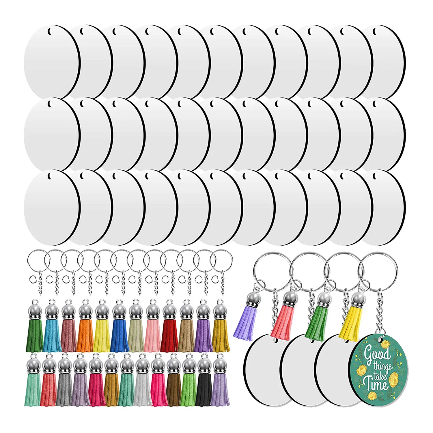 Sublimation Blanks Keychains 200 PCS 2Inch Round Sublimation Blanks Keychain Circle with Tassels for DIY Craft Making
Sublimation Blanks Keychains 200 PCS 2Inch Round Sublimation Blanks Keychain Circle with Tassels for DIY Craft Making