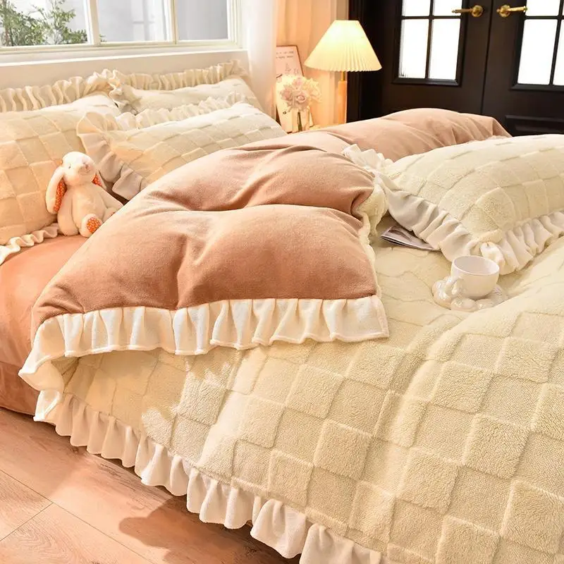 Winter Warm Velvet Duvet Cover Bedding Set Double Thick Plush Quilt Cover Bedsheets Pillowcase 4pc Set Queen King Bed Lines Set
Winter Warm Velvet Duvet Cover Bedding Set Double Thick Plush Quilt Cover Bedsheets Pillowcase 4pc Set Queen King Bed Lines Set