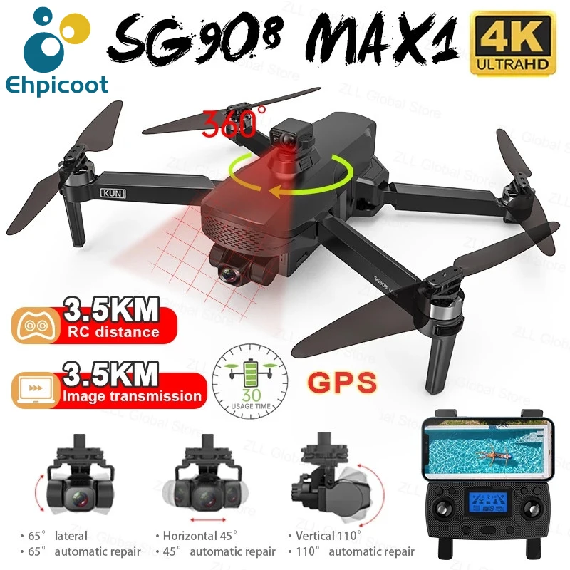 Profesional SG908 MAX1 / SG908 MAX Drone 4K HD Camera 3-Axis Gimbal Obstacle Avoidance GPS RC Quadcopter Dron VS SG906 Max 
Profesional SG908 MAX1 / SG908 MAX Drone 4K HD Camera 3-Axis Gimbal Obstacle Avoidance GPS RC Quadcopter Dron VS SG906 Max