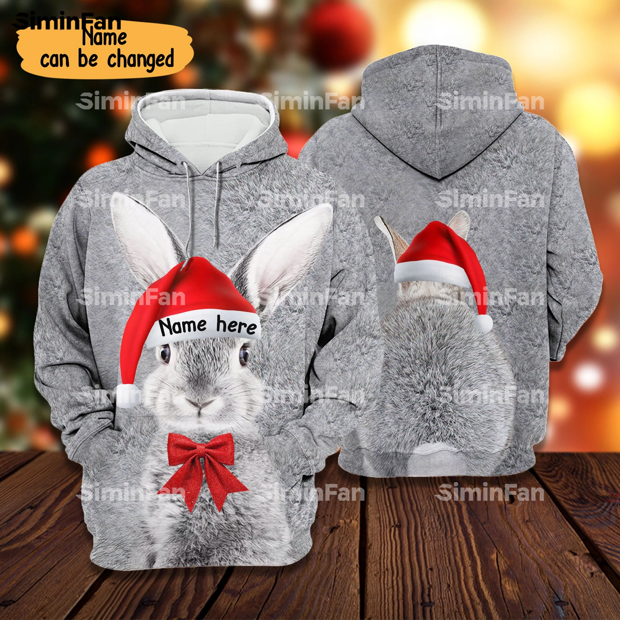 Рождественский подарок на заказ, толстовка с объемным рисунком кролика, куртка на молнии, мужской пуловер с капюшоном, женский топ, пальто, унисекс, верхняя одежда, Свитшот 
Рождественский подарок на заказ, толстовка с объемным рисунком кролика, куртка на молнии, мужской пуловер с капюшоном, женский топ, пальто, унисекс, верхняя одежда, Свитшот