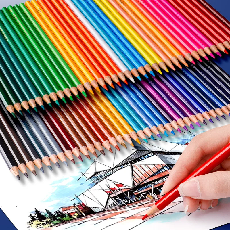 

Профессиональные цветные карандаши, набор из 48/72/120/150/200, металлическая коробка с 2 точилками для карандашей, набор для рисования для начинающих художников, детей
