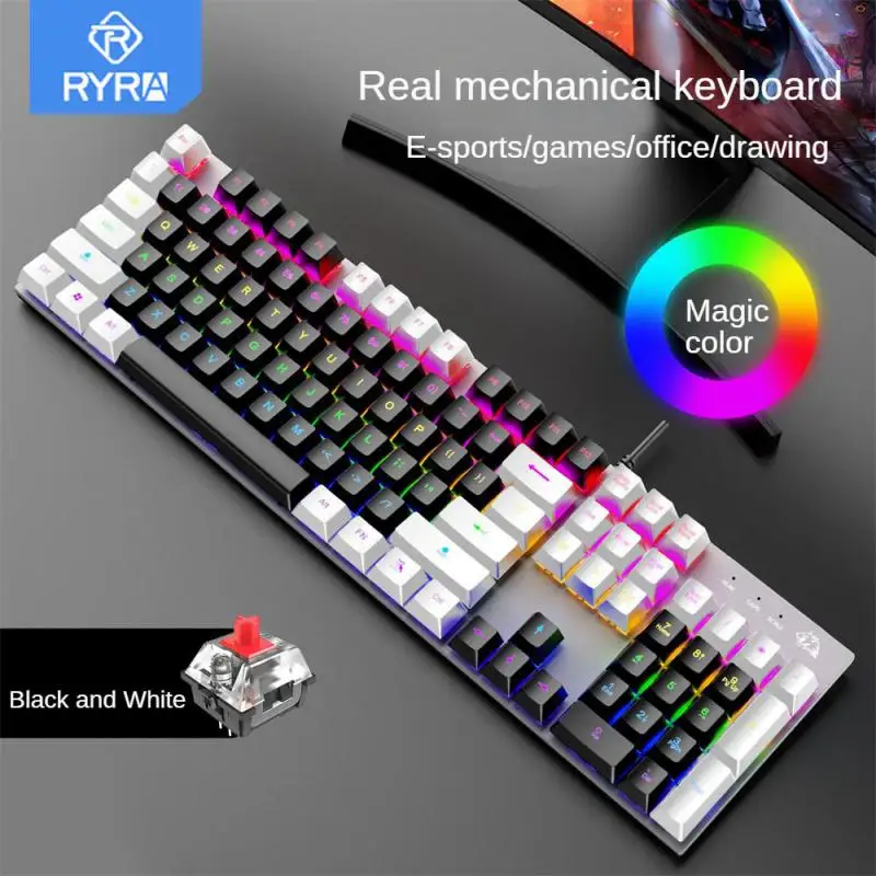 Механическая USB клавиатура RYRA с RGB-подсветкой, игровая Проводная клавиатура, синий/красный переключатель, 104 клавиш, водонепроницаемая игровая клавиатура для компьютера, ПК, ноутбука
Механическая USB клавиатура RYRA с RGB-подсветкой, игровая Проводная клавиатура, синий/красный переключатель, 104 клавиш, водонепроницаемая игровая клавиатура для компьютера, ПК, ноутбука