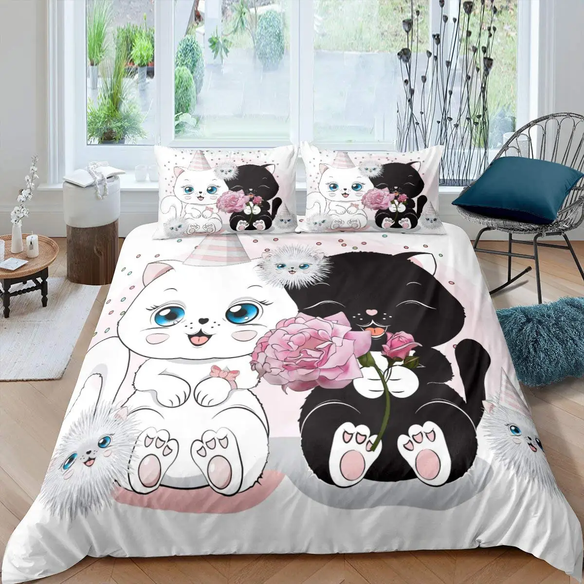 Fashion Cute Cartoon Kitten Pattern Print 3D Duvet Cover with Pillowcase Full Queen King Size Kawaii Animal Romantic Quilt Cover
Fashion Cute Cartoon Kitten Pattern Print 3D Duvet Cover with Pillowcase Full Queen King Size Kawaii Animal Romantic Quilt Cover