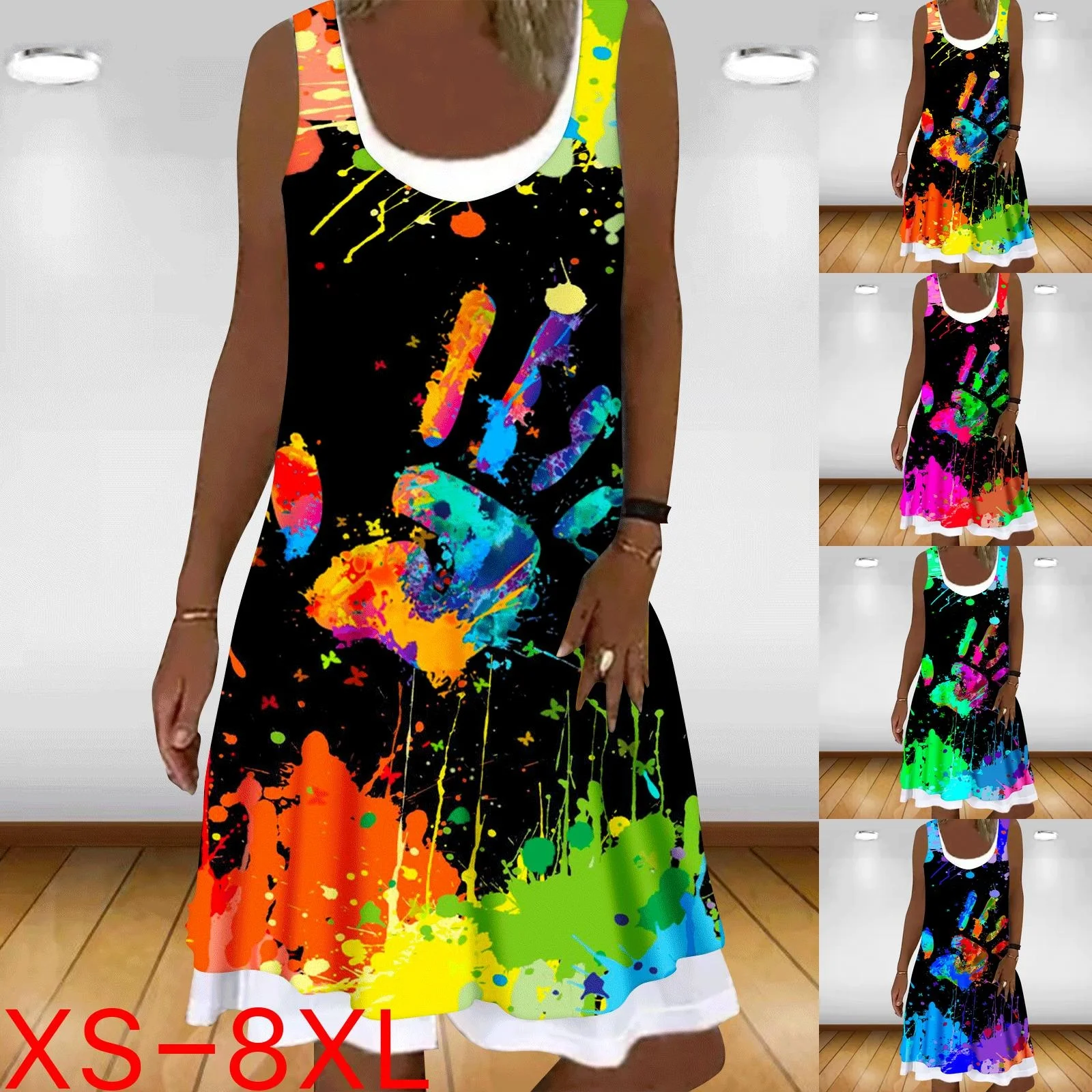 Women's 2023 Fashion Sleeveless Fake 2 Piece Summer Dress Plus Size Girls Dress
Women's 2023 Fashion Sleeveless Fake 2 Piece Summer Dress Plus Size Girls Dress