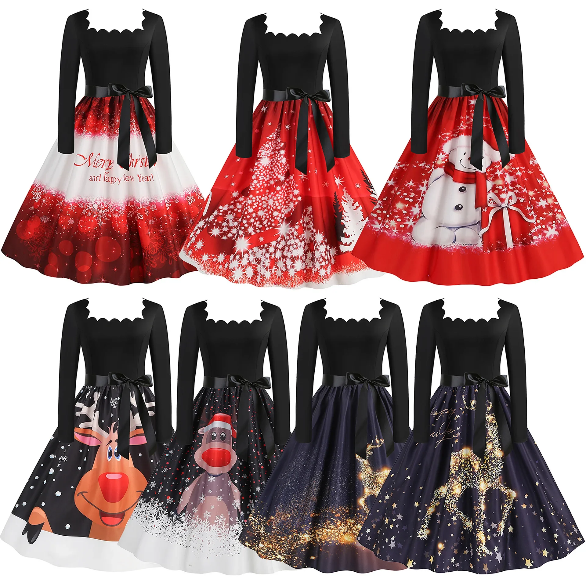 Print Christmas Costumes for Women Long Sleeve 50s 60s Housewife Evening Party Prom Dress Elegant Christmas Cosplay Costumes
Print Christmas Costumes for Women Long Sleeve 50s 60s Housewife Evening Party Prom Dress Elegant Christmas Cosplay Costumes