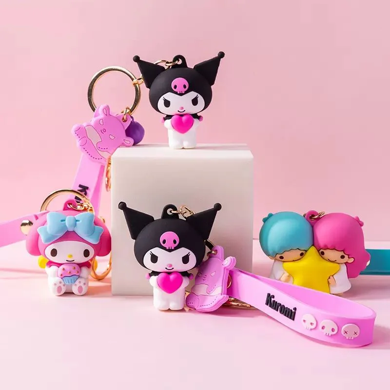 

Брелок Sanrio Kawaii Kuromi My Melody, милые Мультяшные маленькие двойные звезды, коричная школьная сумка, декоративные подвесные игрушки для девочек