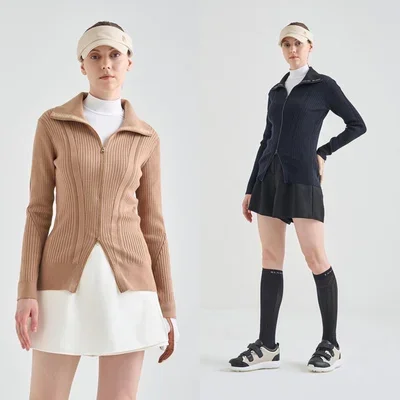 South Korea GOLF Clothing Women's Knitted Cardigan Slim Slim Golf Outdoor Sports Big Lapel Long Sleeve Sweater
South Korea GOLF Clothing Women's Knitted Cardigan Slim Slim Golf Outdoor Sports Big Lapel Long Sleeve Sweater