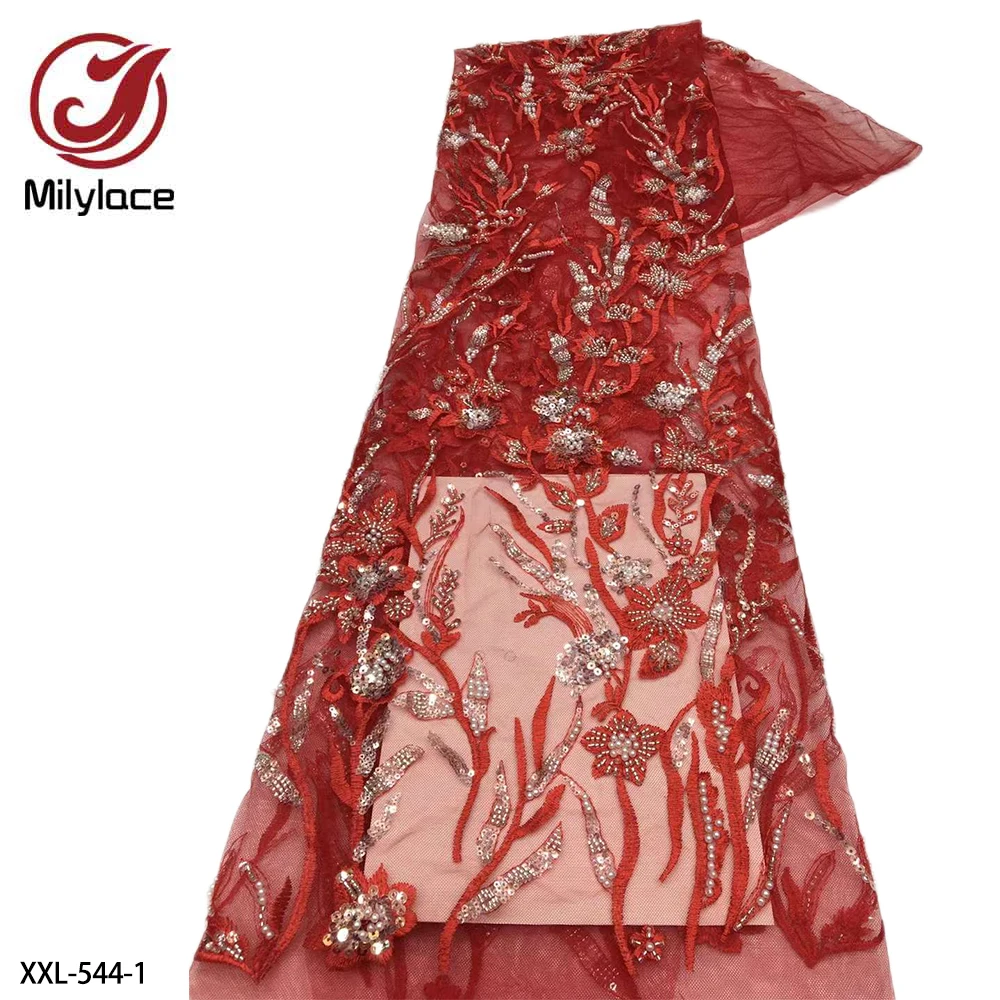 African Lace Frabric High Quality Heavy French Tulle Lace Sequins Beaded Embroidered Lace Fabric for wedding Dress XXL-544
African Lace Frabric High Quality Heavy French Tulle Lace Sequins Beaded Embroidered Lace Fabric for wedding Dress XXL-544