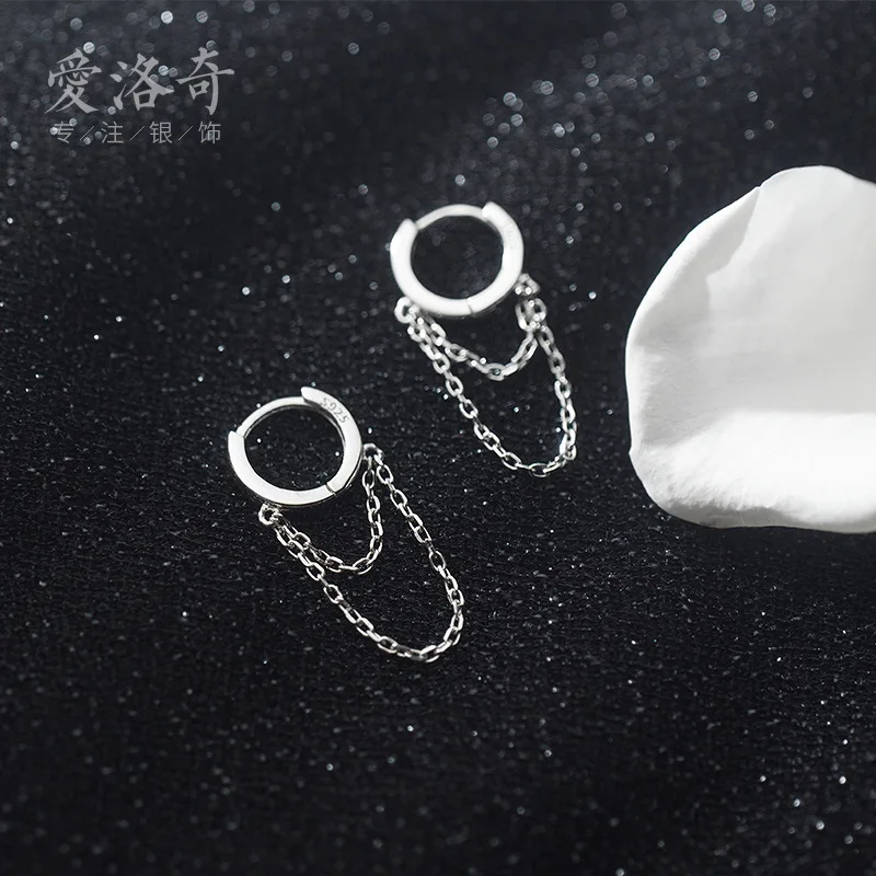 Chain Ear Clip Sterling Silver Men and Women Korean Style Fresh Elegant Girl Heart Simple Double Layer Ear Rings 
Chain Ear Clip Sterling Silver Men and Women Korean Style Fresh Elegant Girl Heart Simple Double Layer Ear Rings