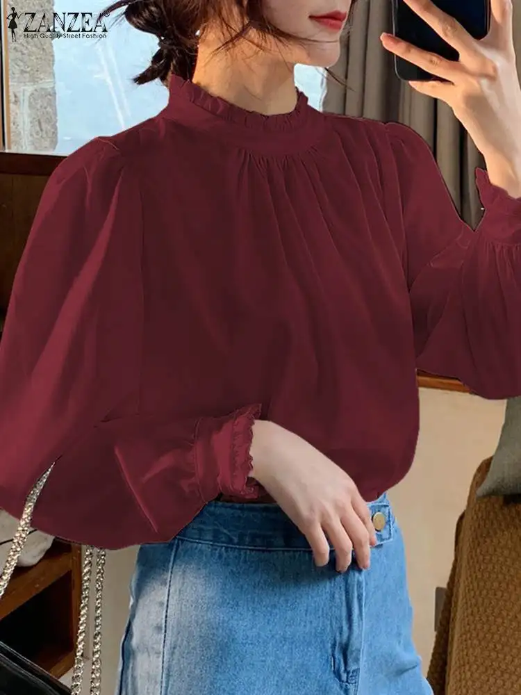ZANZEA Elegant Women Office Work Satin Shirt Spring Long Puff Sleeve Casual Ruffles Blouse Female Party Blusas Mujer Tops Tunic
ZANZEA Elegant Women Office Work Satin Shirt Spring Long Puff Sleeve Casual Ruffles Blouse Female Party Blusas Mujer Tops Tunic