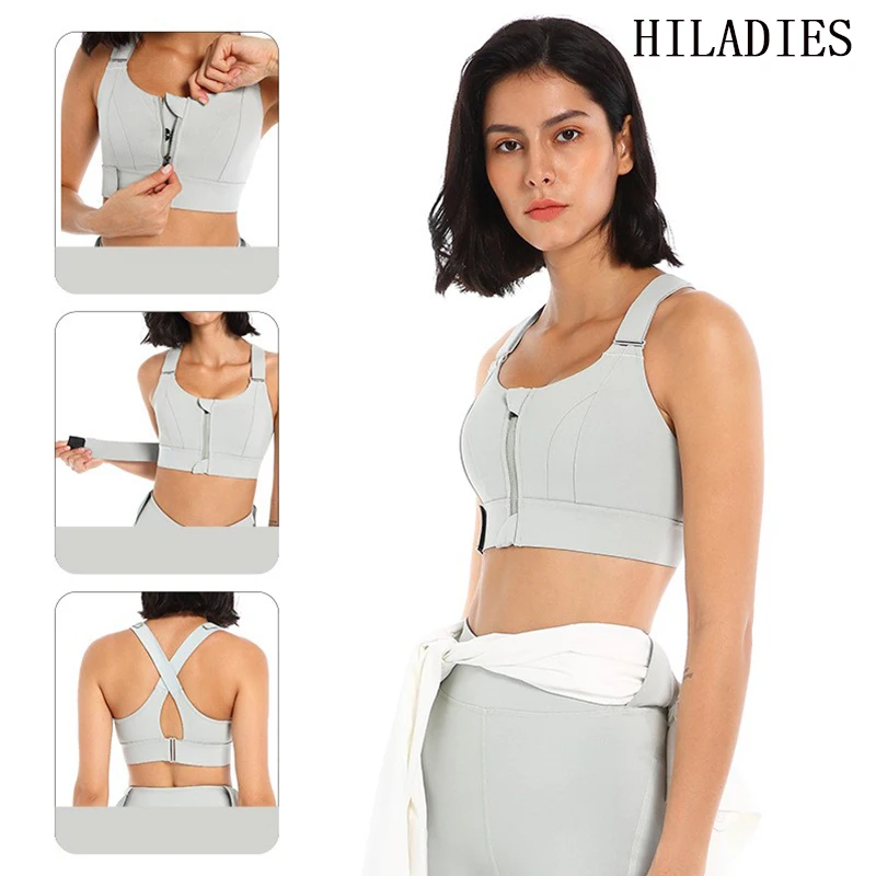HILADIES Women Sports Bra Front Zipper Yoga Crop Tops Fitness Running Strap Shockproof Beauty Vest Gym Yoga Tops Plus Size Mujer
HILADIES Women Sports Bra Front Zipper Yoga Crop Tops Fitness Running Strap Shockproof Beauty Vest Gym Yoga Tops Plus Size Mujer