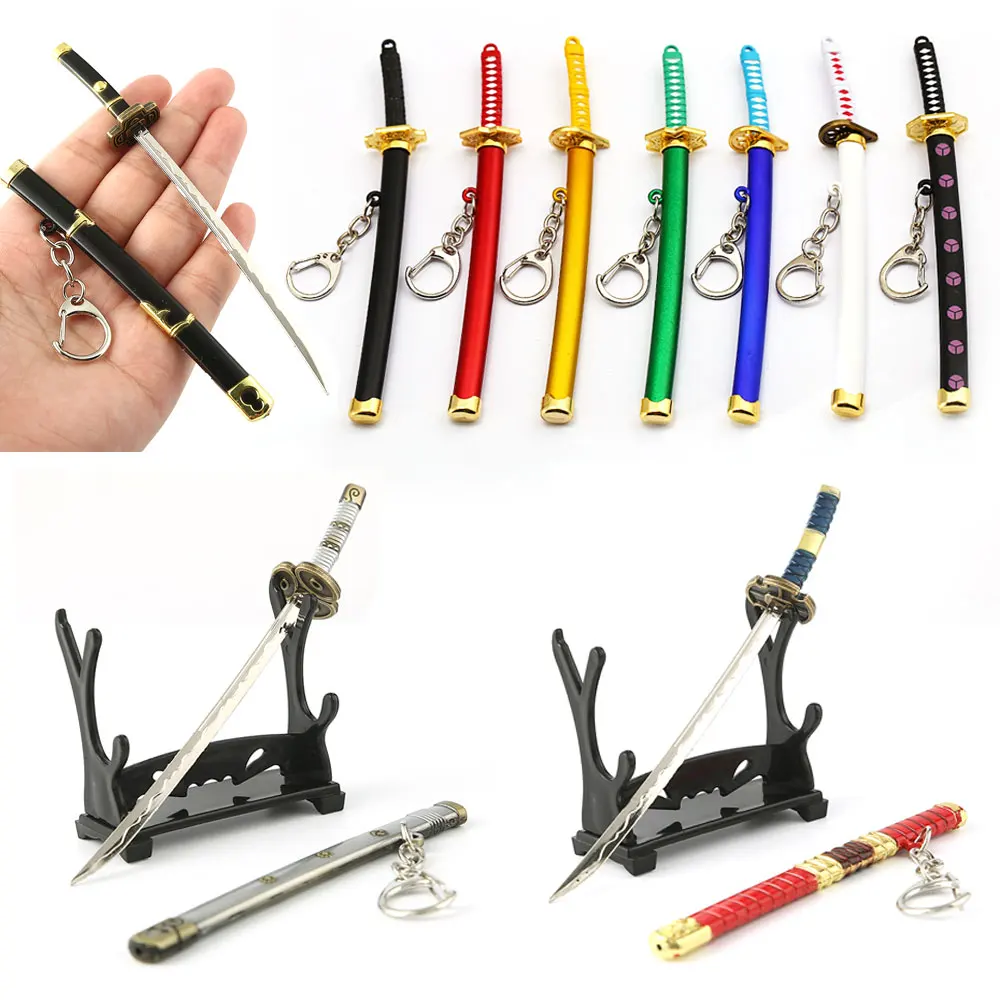 

Roronoa Zoro Sword Keychain Anime Toy Buckle With Toolholder Scabbard Katana Sabre Car Key Chains Gift Keyring Can Drop Shipping
