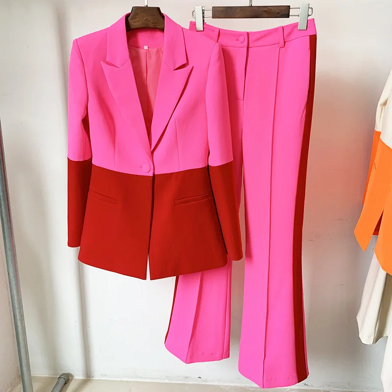 Blazer Pantsuits Two Piece Set Office Ladies Women Color Match Business Single Button Flared Pants Blazer Pants Formal Suit
Blazer Pantsuits Two Piece Set Office Ladies Women Color Match Business Single Button Flared Pants Blazer Pants Formal Suit