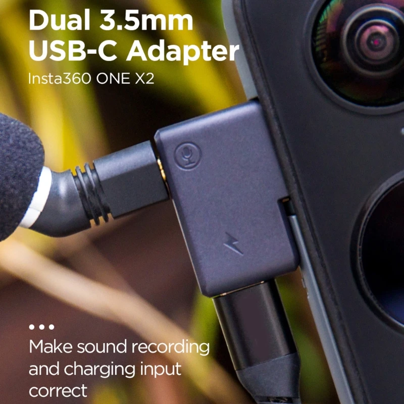 Dual Mic Adapter Extrenal Microphones USB Transmission Port for Insta-360 ONE-X2
Dual Mic Adapter Extrenal Microphones USB Transmission Port for Insta-360 ONE-X2