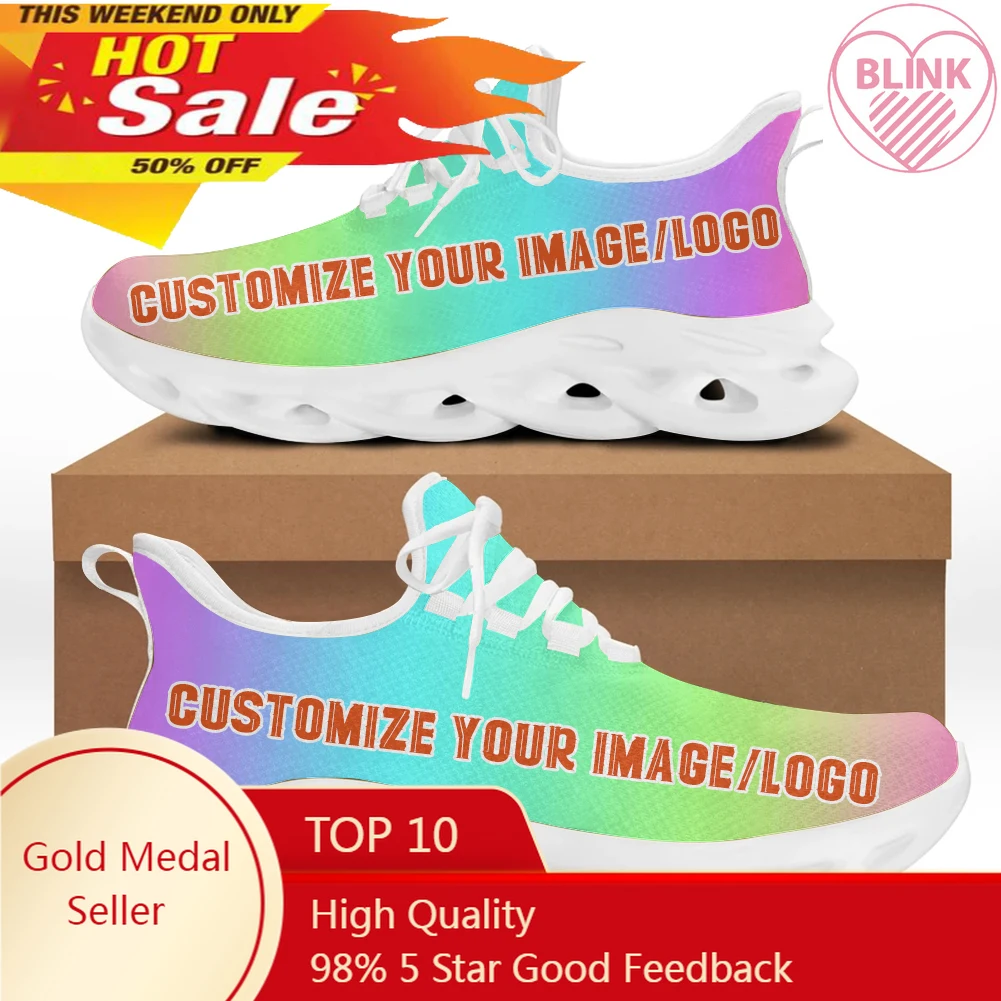 

Custom Shoes Customize Your Image/Logo Women Flat Shoes Comfort Lace Up Sneakers Mesh Platform Shoes Zapatos Mujer Hot