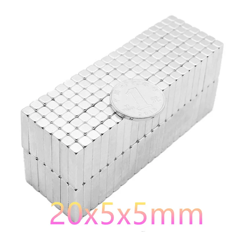 

5/10/20/50Pcs 20x5x5mm N35 Super Strong Cuboid Shape Blocks Rare Earth Neodymium Magnets Fridge Crafts For Acoustic Field Electr