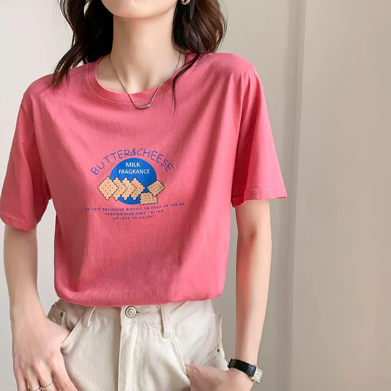 Round Neck Printed T Shirt Women 2022 Summer Chic Tees 100% Cotton Elegant Graphic Clothes Loose Casual Pullover Tops aesthetic
Round Neck Printed T Shirt Women 2022 Summer Chic Tees 100% Cotton Elegant Graphic Clothes Loose Casual Pullover Tops aesthetic