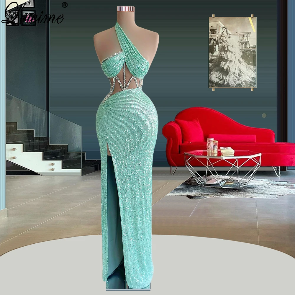 Mint Green Sequins Cocktail Dresses Mermaid Sexy Prom Dresses With Side Slit Abiti Da Sera Summer Beach Birthday Party Dresses
Mint Green Sequins Cocktail Dresses Mermaid Sexy Prom Dresses With Side Slit Abiti Da Sera Summer Beach Birthday Party Dresses