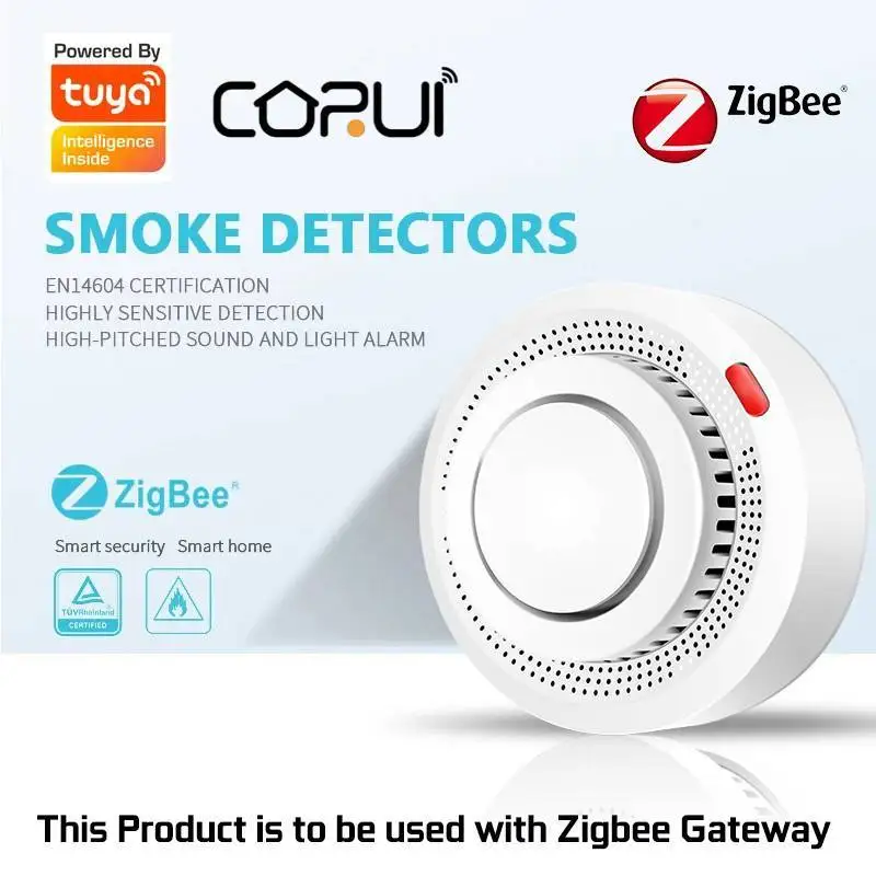 CORUI Tuya ZigBee Smoke Detector Sensor Alarm Fire Smart Smoke Detector Fire Protection Home Security Alarm Smart Life APP
CORUI Tuya ZigBee Smoke Detector Sensor Alarm Fire Smart Smoke Detector Fire Protection Home Security Alarm Smart Life APP