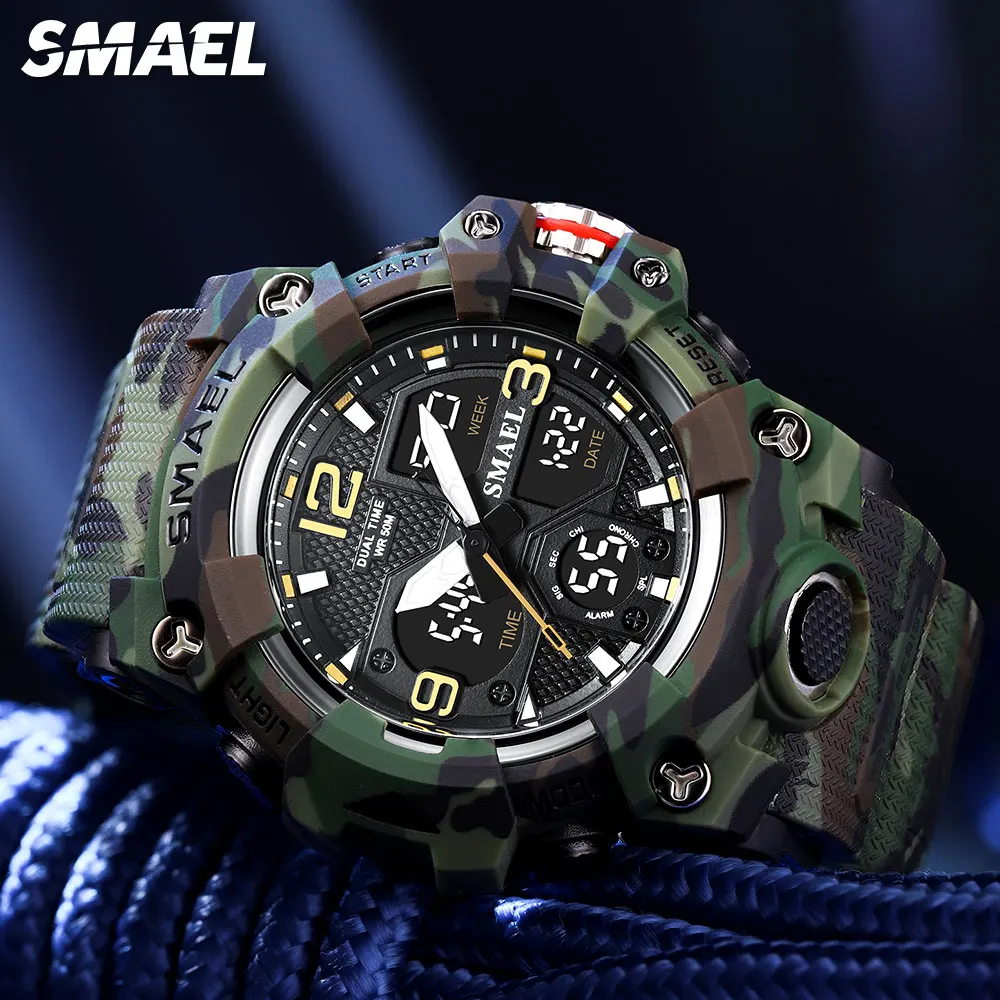 SMAEL Dual Time Sport Watch for Men Fashion Waterproof Quart Digital Wristwatch Alarm Clock LED Backlight Calendar Watches 8008
SMAEL Dual Time Sport Watch for Men Fashion Waterproof Quart Digital Wristwatch Alarm Clock LED Backlight Calendar Watches 8008
