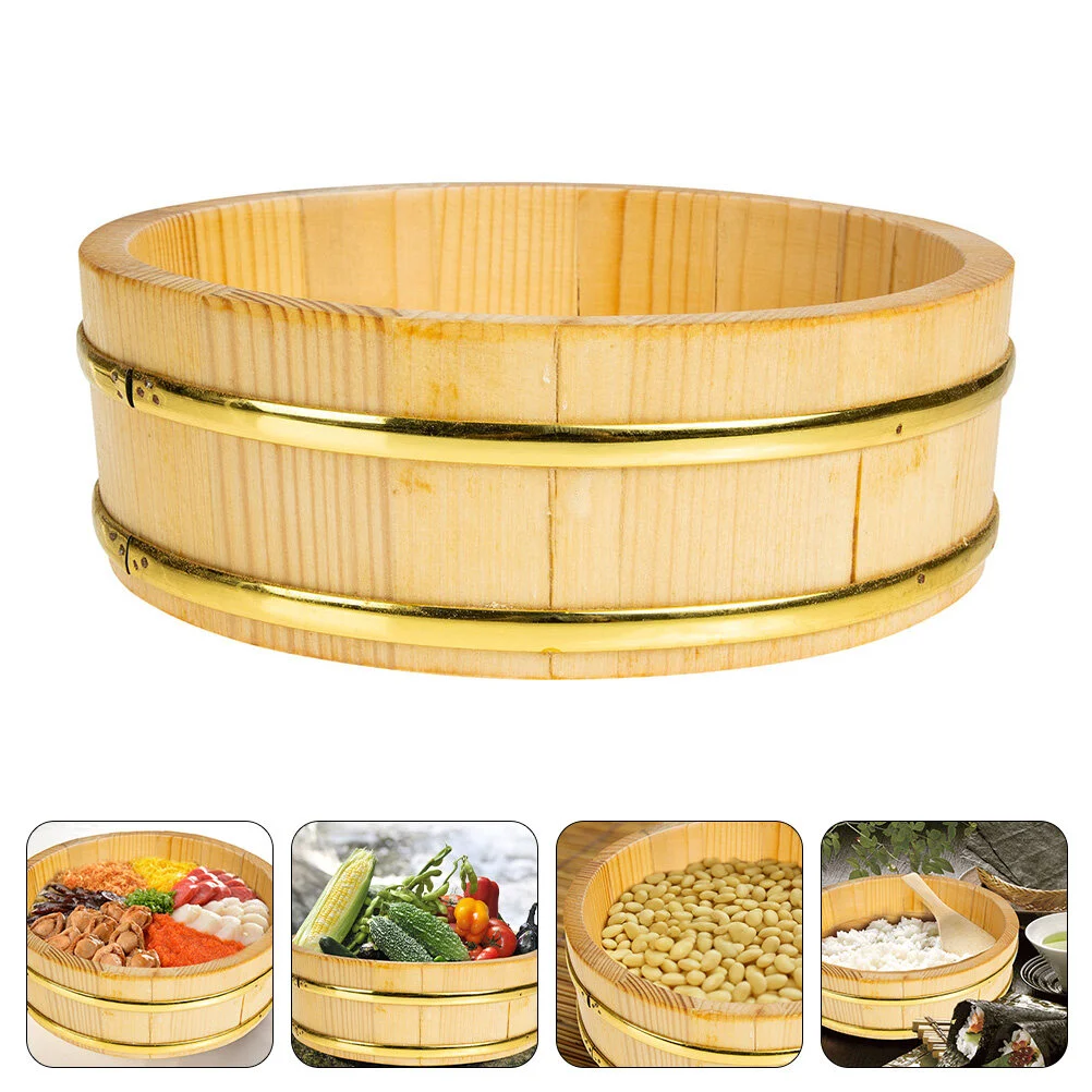 Food Wooden Tray Barrel Storage Bucket Home Mixing Drum Rice Cuisine Container Restaurant Sushi Tub
Food Wooden Tray Barrel Storage Bucket Home Mixing Drum Rice Cuisine Container Restaurant Sushi Tub