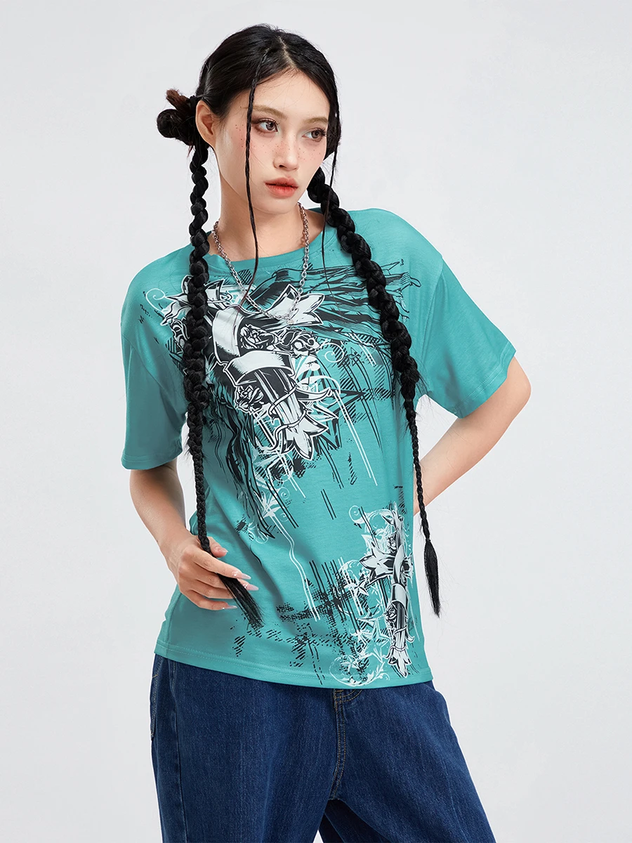 Женская футболка с коротким рукавом и графическим принтом, в готическом стиле
Женская футболка с коротким рукавом и графическим принтом, в готическом стиле