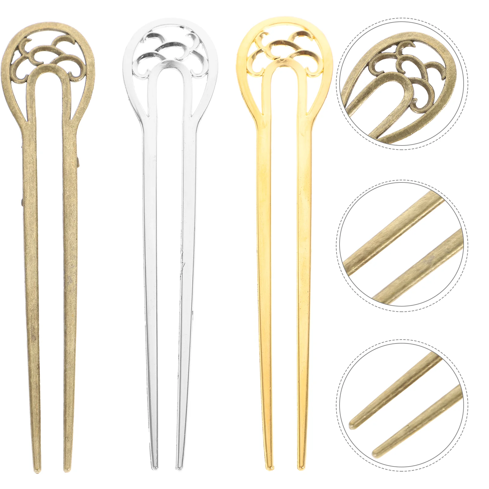 3pcs Hair Clips Vintage Retro Alloy U-shaped Hair Chopsticks Chignon Pin for Girls
3pcs Hair Clips Vintage Retro Alloy U-shaped Hair Chopsticks Chignon Pin for Girls