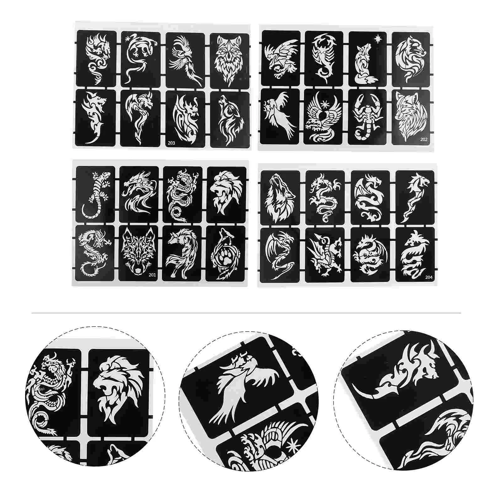 4Sheets Hollow Templates Temporary Body Painting Templates Tattooing Stencils
4Sheets Hollow Templates Temporary Body Painting Templates Tattooing Stencils