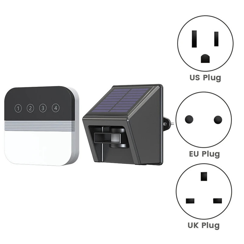 Solar Driveway Alarm Infrared Detection Wireless Doorbell 4-Way Induction Area Display Doorbell Black & White & Gray (US Plug)
Solar Driveway Alarm Infrared Detection Wireless Doorbell 4-Way Induction Area Display Doorbell Black & White & Gray (US Plug)