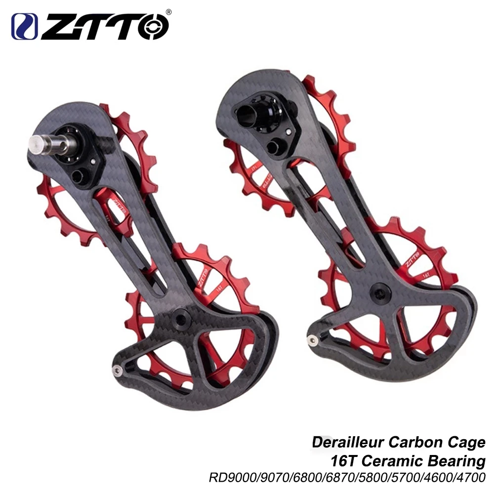 ZTTO Road Bike Carbon derailleur Cage With 16T Ceramic jockey wheel 16T Oversize Lower Pulley RD9000 R8000 6800 5800 4600 4700
ZTTO Road Bike Carbon derailleur Cage With 16T Ceramic jockey wheel 16T Oversize Lower Pulley RD9000 R8000 6800 5800 4600 4700