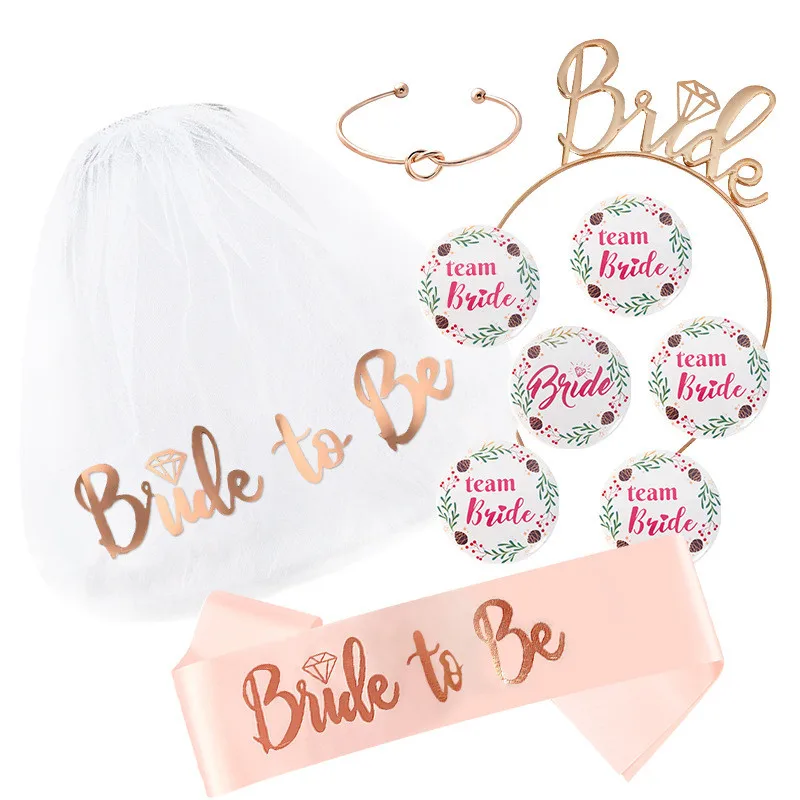 Bridal Shower Wedding Bridal Veil Strap Badge Set Team Bride Hen Party Bachelorette Bride To Be Bride Tribe Party Girl 10pcs/set
Bridal Shower Wedding Bridal Veil Strap Badge Set Team Bride Hen Party Bachelorette Bride To Be Bride Tribe Party Girl 10pcs/set