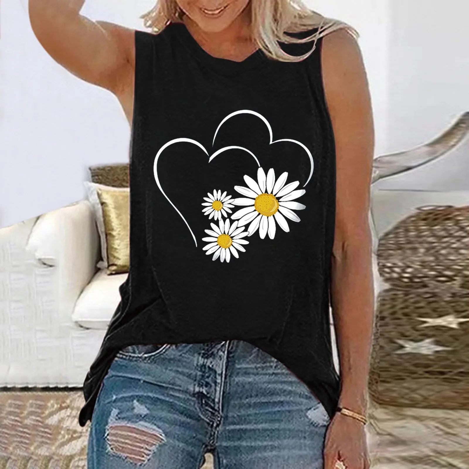 Женская футболка без рукавов, с круглым вырезом 
Женская футболка без рукавов, с круглым вырезом