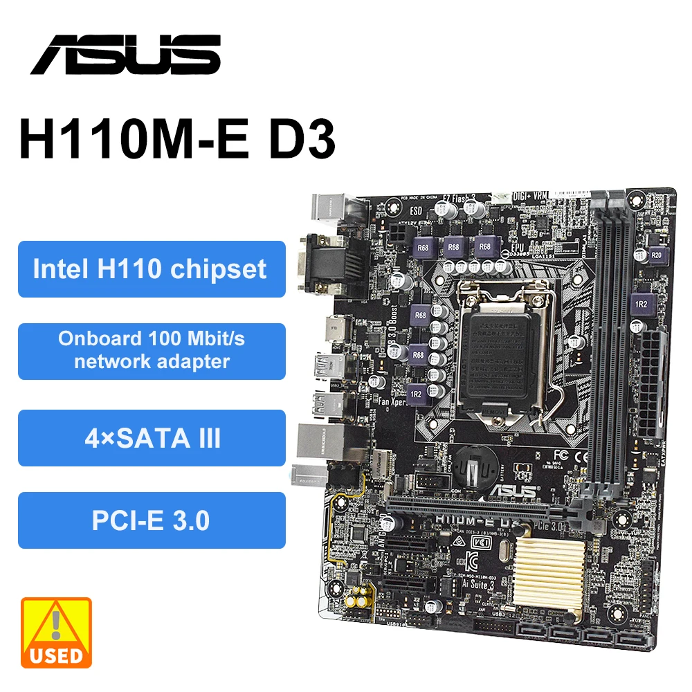ASUS H110M-E D3 + i3 6100 комплект материнской платы DDR3 8G * 2 1866(OC)/1600/1333 mhzпроцессор Intel H110 32 Гб PCI-E 3,0 HDMI Micro ATX
ASUS H110M-E D3 + i3 6100 комплект материнской платы DDR3 8G * 2 1866(OC)/1600/1333 mhzпроцессор Intel H110 32 Гб PCI-E 3,0 HDMI Micro ATX