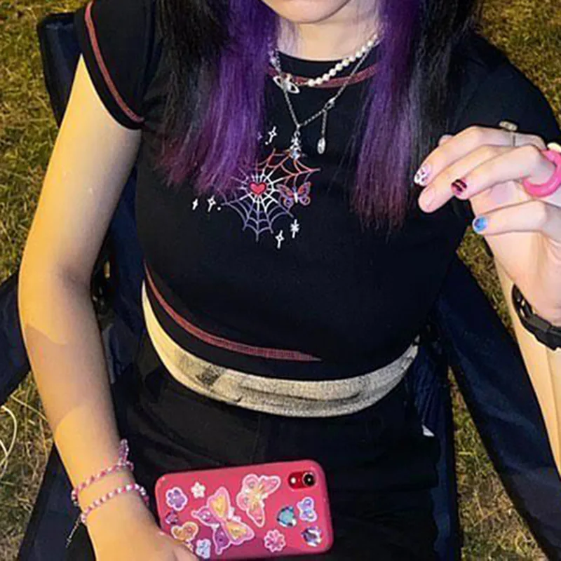 Goth Female Y2k Crop Top Anime Aesthetic Vintage Street Kawaii Shirt Harajuku Punk Shirt Women Clothing 2021 New Gothic
Goth Female Y2k Crop Top Anime Aesthetic Vintage Street Kawaii Shirt Harajuku Punk Shirt Women Clothing 2021 New Gothic